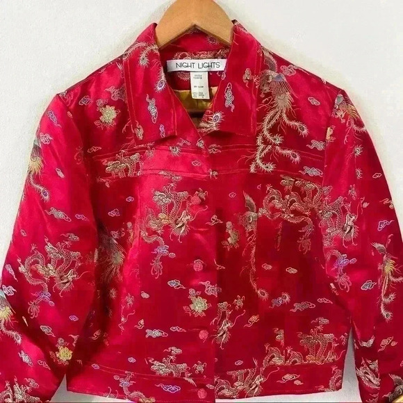 Night Lights red silk blend jacket - Picture 2 of 5